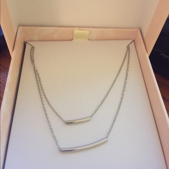 summer & rose Jewelry - Silver Dainty Double Bar Necklace Layered Chain